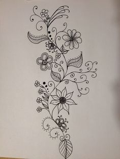 Drawing Flowers Vine with flowers. Replace one flower with ohm symbol and another with a chalice. Vine With Flowers, Vine Drawing, Zentangle Flowers, Arte Doodle, Doodle Flowers, Floral Doodle, Doodle Ideas, Pola Sulam, Doodle Designs