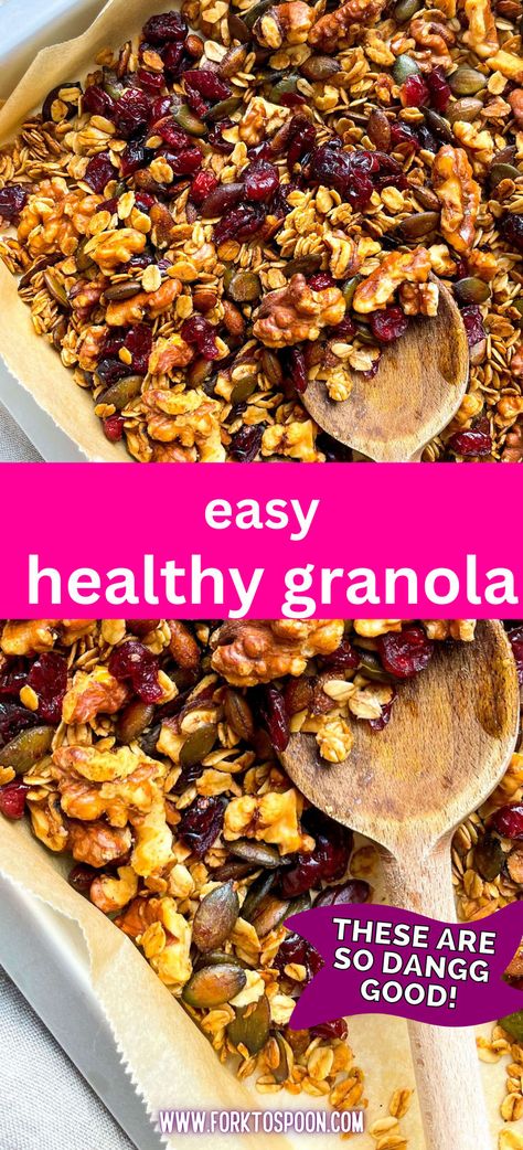 This vegan, sugar-free keto granola is packed with crunch and flavor, with only 4 grams of net carbs and 6 grams of protein per serving. Big clusters of almonds, pecans, walnuts, sunflower seeds, pepitas, and coconut flakes mix with a hint of dried fruit for natural sweetness. Enjoy it with soy milk for a low-carb, protein-rich breakfast or snack! Apple Granola Recipe, Apple Cinnamon Granola, Apple Granola, Vegan Low Carb, How To Make Granola, Protein Rich Breakfast, Cinnamon Granola, Keto Granola, Raw Nuts