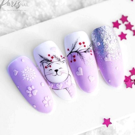 the cold-climate months are proper across the corner, and whether or not you may be going online fro #christmasideas #christmasdecor #xmasideas Winter Nail Art Designs, Inspiration Nails, Unghie Nail Art, Christmas Gel Nails, Purple Nail, Animal Nails, Designs Nail, Cat Nails, Polish Colors