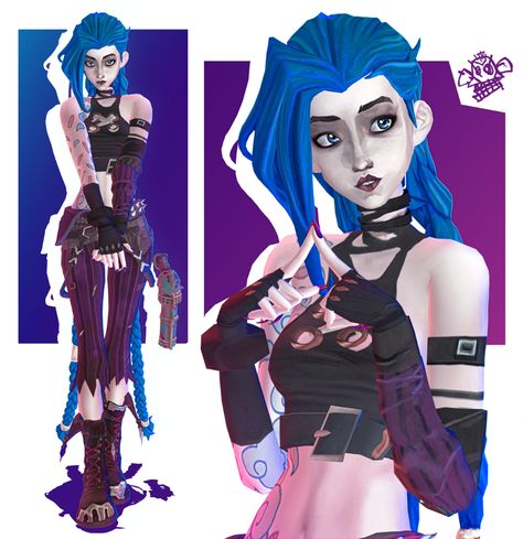 Skin Overlay, Los Sims 4 Mods, Lol Champions, Arcane Jinx, Sims 4 Cc Skin, Jinx League Of Legends, Sims 4 Dresses, Sims 4 Characters, Body Outfit