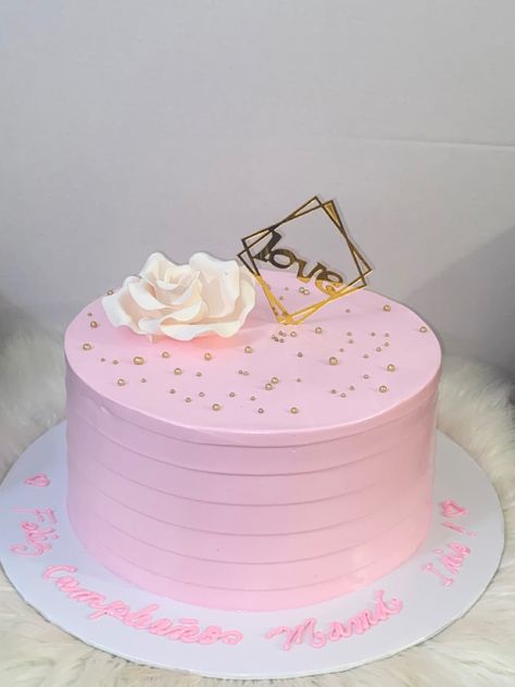 Small Pink Birthday Cake For Women, Pink Cake Ideas Birthday Simple, Simple Birthday Cake Designs For Women, Plain Pink Cake, Simple Pink Cake Design, Pink Colour Cake Designs Simple, Simple Birthday Cake Designs, Birthday Cake For Women Simple, Cake House