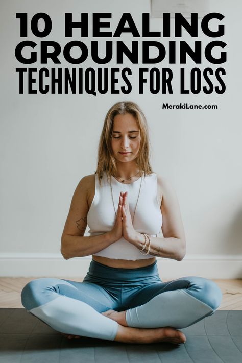 10 Soothing Grounding Techniques For Grief and Loss | Losing someone or something is disorienting and painful and processing grief can feel confusing and never-ending. If you're looking for tips to help with your grief recovery process, this post has a mix of mental and physical grounding techniques to help you reconnect to your body, mind, and senses, process your feelings in a healthy way, and forage a new path forward. 2024 Happiness, Group Therapy Activities, Psychology Notes, Therapy Techniques, Meditation Scripts, Mental Health Activities, Meditation Poses, Strength Training Program, Grounding Techniques