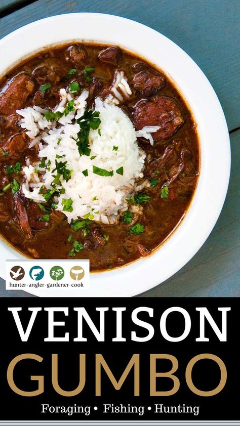 Venison Sauce Piquant, Duck Gumbo Recipe, Low Carb Venison Recipes, Venison Gumbo, Best Venison Recipes, Venison Soup Recipes, Healthy Venison Recipes, Gumbo Recipe Authentic, Cajun Gumbo Recipe