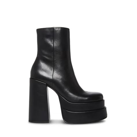 COBRA BLACK LEATHER – Steve Madden Dr Shoes, Take It Back, Black Platform Boots, 70s Style, Black Platform, 5 Inch Heels, Black Leather Boots, 70s Fashion, Platform Boots