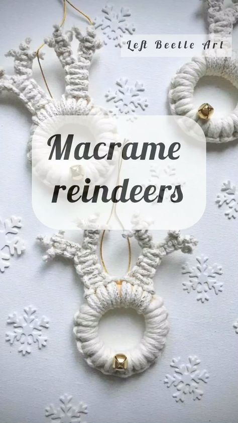 Do with me some macrame reindeers! :) • • • • #macrame #christmasdecorations #macramedecoration #diy #reindeer | Instagram Macrame Christmas Crafts Diy, Macrame Art Wall, Christmas Diy Macrame, Macrame Reindeer Ornament, Unique Macrame Ideas Diy, Holiday Macrame Diy, Macrame Santa Ornaments Diy, Macrame Holiday Decor, Macrame Xmas Ornaments