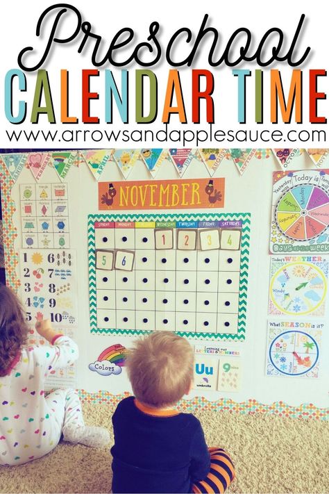 Our Homeschool Day: Calendar Time - Arrows & Applesauce Homeschool Calendar Board, Preschool Calendar Time, Learning Days Of The Week, Toddler Calendar, Morning Calendar, Preschool Calendar, Homeschool Calendar, Circle Time Activities, Preschool Circle Time