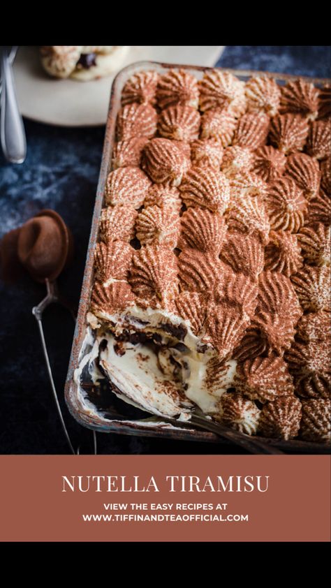 Tiramisu With Kahlua, Nutella Tiramisu Recipes, Christmas Nutella Desserts, Nutella Recipes Dessert, Nutella Cake Recipes, Food To Make With Friends, Hazelnut Tiramisu, Xmas Desserts Recipes, Christmas Tiramisu