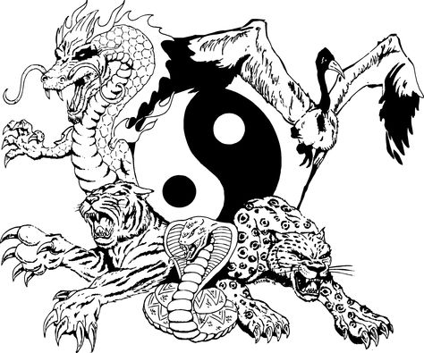 5 Animals of Kenpo #pmaoakridge #mawayoflife #martialarts #kenpo Kung Fu Tattoo, Shadow Archetype, Martial Arts Tattoos, Chinese Tattoos, Best Cover Up Tattoos, Leopard Tattoos, Mythological Animals, Traditional Martial Arts, King Tiger