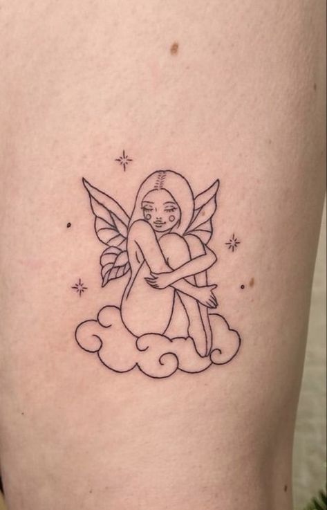 Small Tattoo Ideas On Arm For Women, Venus Tattoos For Women, Feminine Sleeve Tattoo Ideas For Women, Simple Medium Tattoos, Wymsical Tattoos, Curvy Fairy Tattoo, Libra Rising Tattoo, Cute Tattoos Arm, Small To Medium Tattoos