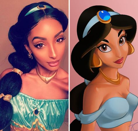 This Girl Looks Like Real-Life Disney Princess Jasmine Princess Jasmine Hair, Jasmine Makeup, Jasmine Hair, Cosplay Disney, Princess Jasmine Costume, Real Life Princesses, Princess Makeup, Disney Princess Jasmine, Disney Jasmine