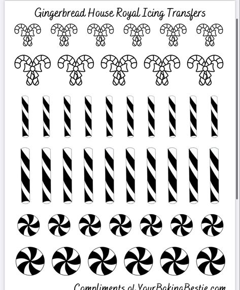 Royal Icing Transfers Free Printable, Cookie Transfers, Cake Icing Techniques, Piping Templates, Royal Icing Transfer Sheets, Royal Icing Templates, Macaron Template, Gingerbread House Candy, Cake Stencils