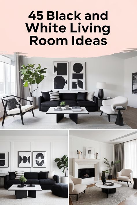 45 Stunning Black and White Living Room Ideas to Transform Your Space White Living Room Designs, Black And White Living Room Ideas, White Slipcover Sofa, Striped Accent Wall, White Living Room Ideas, White Slipcovers, White Wainscoting, Black Accent Walls, White Bookshelves