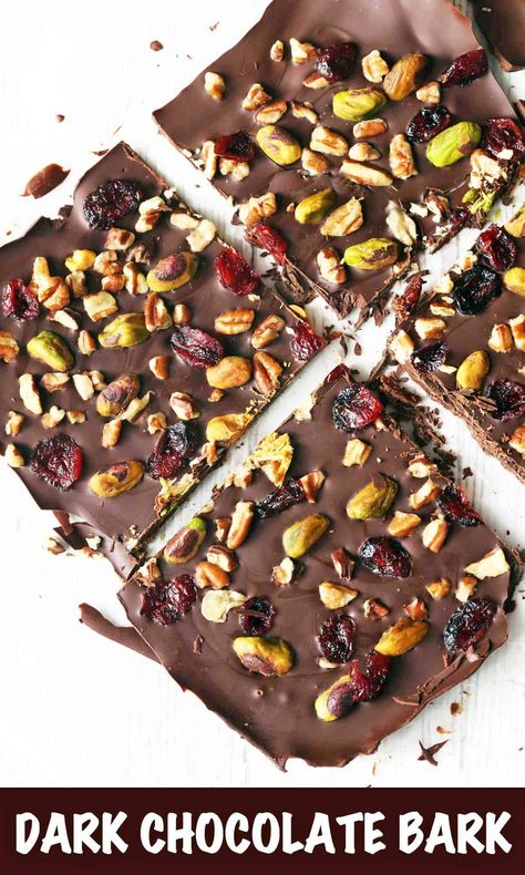 Dark Chocolate Bark, Homemade Dark Chocolate, Chocolate Bark Recipe, Keto Pumpkin Pie, Cranberry Pistachio, Bark Recipe, Healthy Food Blogs, Chocolate Bark, Healthy Chocolate