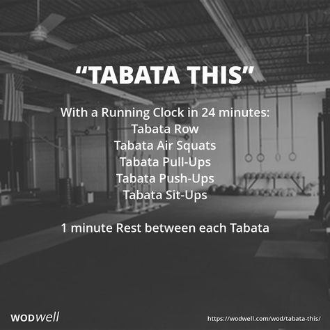 "Tabata This" WOD - With a Running Clock in 24 minutes: Tabata Row; Tabata Air Squats; Tabata Pull-Ups; Tabata Push-Ups; Tabata Sit-Ups; 1 minute Rest between each Tabata Chipper Workout, Wods Crossfit, Crossfit Workouts Wod, Nutrition Motivation, Tabata Workout, Rowing Workout, Crossfit Wods, Wod Workout, Back Squats