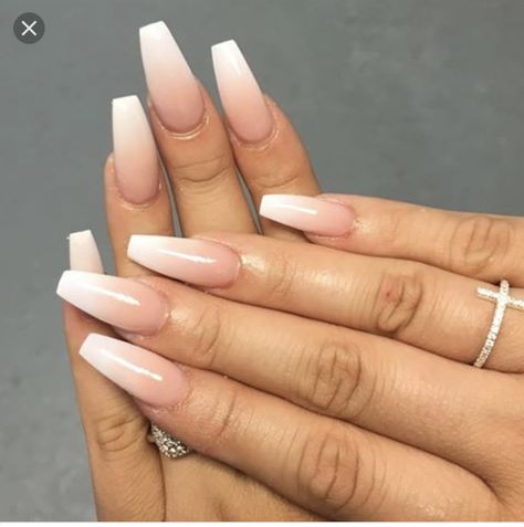 Nails Medium Length French Tip, Pink Ombre Coffin, 2000s Nails, French Fade Nails, Ombre Coffin, Faded Nails, Nails Medium Length, Winter Nails Acrylic, Colored Acrylic Nails