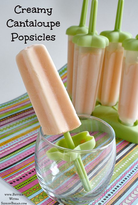 Creamy Cantaloupe Popsicles - I've been making these frozen treats for years, and they are delicious! Cantaloupe Popsicles, Cantaloupe Recipes, Healthy Popsicles, High Protein Desserts, Fruit Popsicles, Breakfast And Brunch, Homemade Popsicles, Protein Desserts, Cold Treats