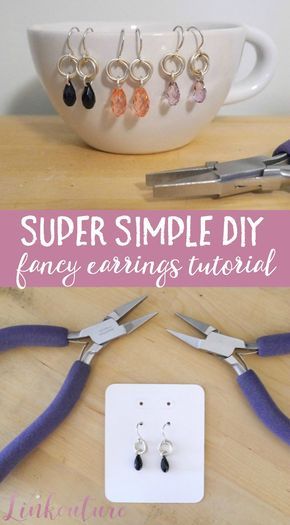 Make Earrings, Jewerly Making, Fancy Earrings, Stitch Marker, Earring Tutorial, Homemade Jewelry, Jewelry Making Tutorials, Simple Diy, Diy Schmuck