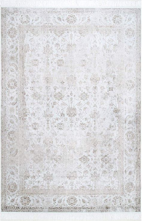 Amazon.com: nuLOOM Elyse Vintage Floral Area Rug, 7' 6" x 9' 6", Ivory: Kitchen & Dining Fringe Rug, Fringe Rugs, Rugs Usa, Floral Area Rugs, Buy Rugs, Carpet Colors, Ivory Rug, Neutral Colour Palette, Neutral Rugs