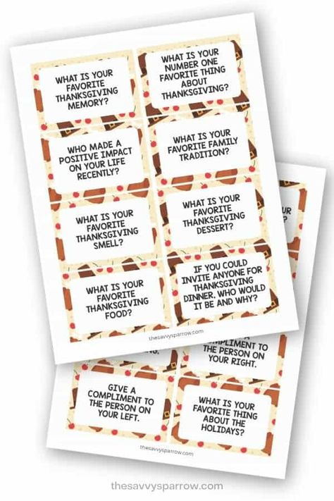 If you're hosting Thanksgiving dinner, then you NEED these free printable Thanksgiving conversation starters! These Thanksgiving dinner conversation cards are a great way to keep the dinner table talk flowing! Thanksgiving Conversation Cards, Thanksgiving Table Talk, Language Classroom Decor, Thanksgiving Family Activities, Conversation Ideas, Thanksgiving Conversation Starters, Thanksgiving Games For Adults, Thanksgiving Planning, Free Printable Thanksgiving