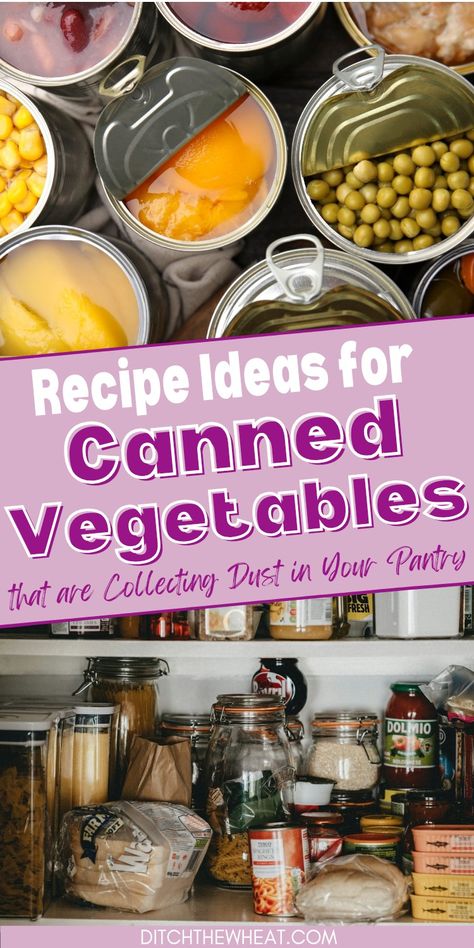 Canned vegetable recipe ideas so you can make budget-saving meals when fresh vegetables are not available. These ideas are great for canned vegetable side dishes, canned vegetable casseroles, canned vegetable soups, and canned vegetable dinner recipes. Sharing recipe ideas for sides and main dishes that will clean out your pantry and make your life easier! https://www.rfr.bz/plnjta9 Canned Veggies Recipes, Recipes With Canned Mixed Vegetables, Canned Vegetable Side Dishes, Canned Vegetables Recipes, Canned Veggie Recipes, Canned Carrot Recipes, Canned Vegetable Recipes, Vegetable Dinner Recipes, Canned Food Recipes