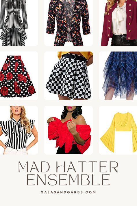 Creative and Unique Mad Hatter Costumes Mad Hatter Party Outfit, Mad Hatter Theme Outfit, Mad Hatter Tea Party Outfit Ideas, Mad Hatter Outfit Ideas For Women, Mad Hatter Diy Costume For Women, Woman Mad Hatter Costume, Mad Tea Party Outfit, Mad Hatter Womens Costume Diy, Mad Hatter Costume Female Diy Easy