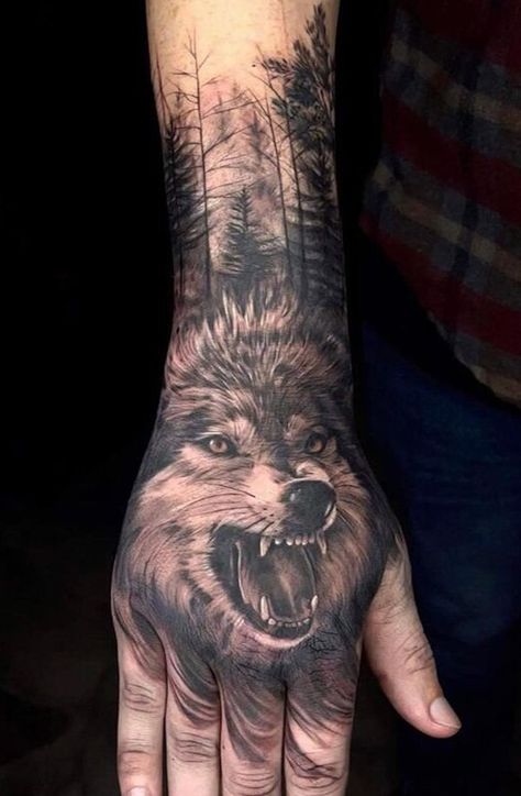 Wolf Head Hand Tattoo, Wolf Angel Tattoo, Wolf Hand Tattoo Men, Hand Wolf Tattoo, Wolf Tattoo Hand, Unique Wolf Tattoo, Hand Tattoos For Guys Men, Wolf Hand Tattoo, Tattoos For Men Unique