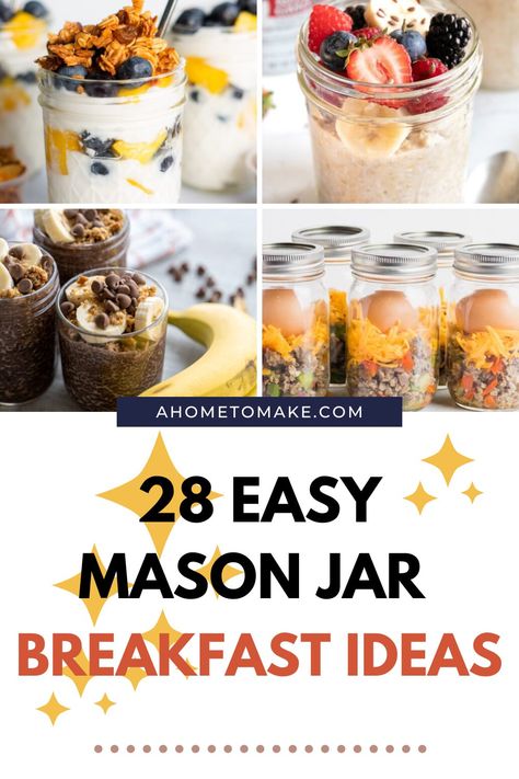 Make Ahead Mason Jar Meals, Mason Jar Breakfast Healthy, Easy Mason Jar Breakfast, Breakfast In Mason Jars, Easy Jar Recipes, Mason Jar Meal Prep Breakfast, Breakfast Mason Jar Recipes, Mason Jars Food Ideas, Meal Jars Ideas