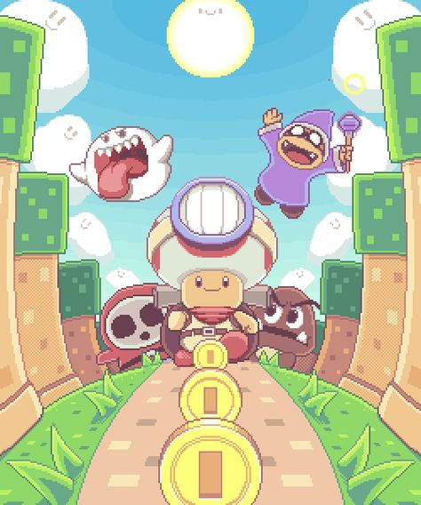 Pixel Art Gifs - Album on Imgur Paul Robertson, Captain Toad, How To Pixel Art, Gameboy Color, Mario Games, Mario Nintendo, Super Mario Art, Nintendo Art, Mario Art