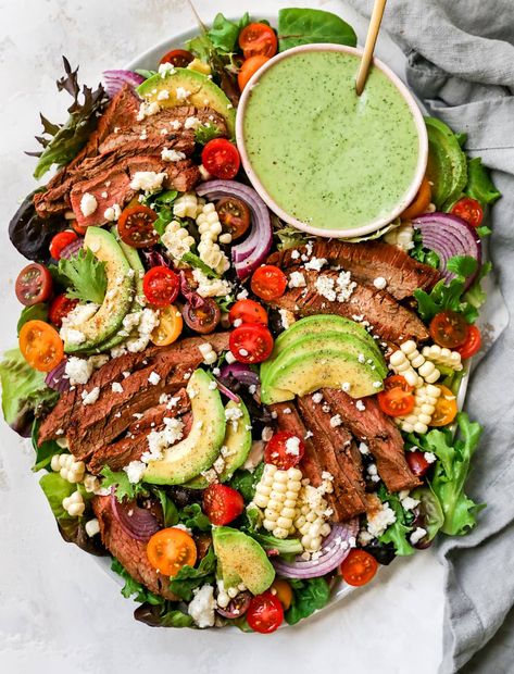 Mexican Steak Salad Dressing, Steak Summer Salad, Chimichurri Steak Salad, Steak Corn Salad, Steak Spinach Salad, Ribeye Steak Salad, Steak Salad Marinade, Steak And Goat Cheese Salad, Kale Steak Salad