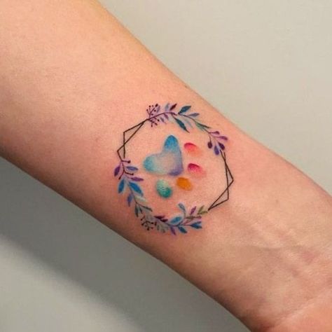 Paw Tattoo With Flowers, Pet Paw Tattoo, Dog Paw Tattoo Ideas, Dog Paw Tattoos, Paw Tattoo Ideas, Cat Paw Print Tattoo, Animal Lover Tattoo, Paw Tattoos, Cat Paw Tattoos