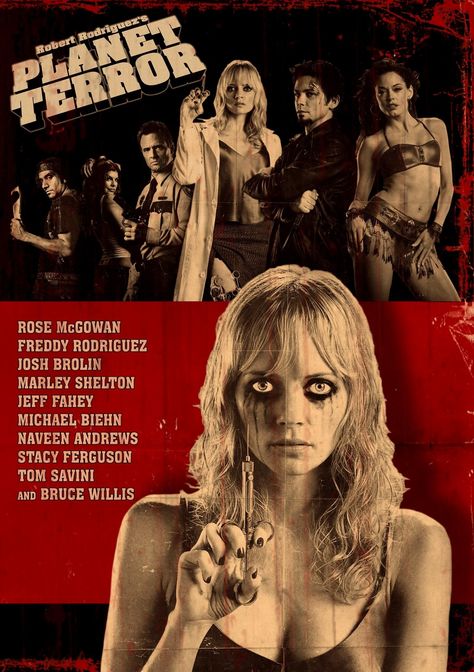 PLANET TERROR Marley Shelton, Planet Terror, Freddy Rodriguez, Terror Movies, Series Posters, Quentin Tarantino Movies, Captain America Movie, Graveyard Shift, Cult Movie