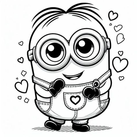 Minion Colouring Pages, Minion Drawing Cute, Cute Colouring In Pages, Minions Drawing, Free Colouring Pages, Minion Drawing, Minion Coloring Pages, Minion Art, Minions Coloring Pages