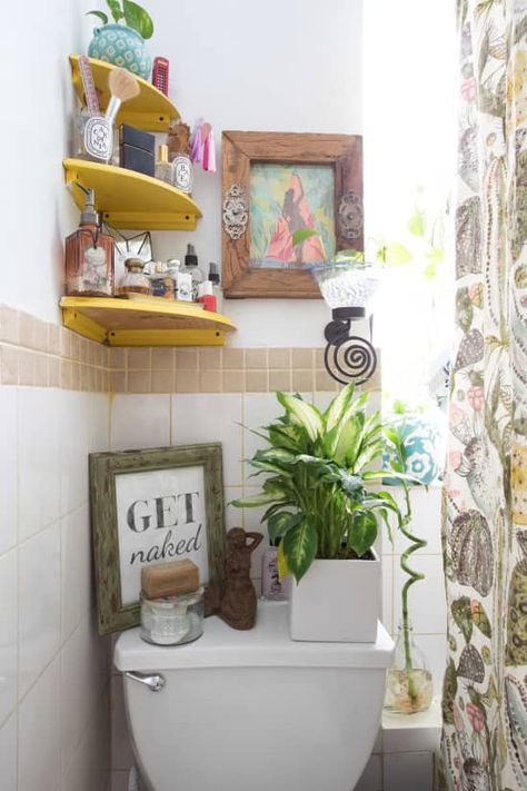 Bathroom On A Budget, Anthropologie Kitchen, Copper Cup, Organize Your Bathroom, Recessed Medicine Cabinet, Eclectic Bathroom, Diy Bathroom Storage, Bathroom Red, Bohemian Eclectic