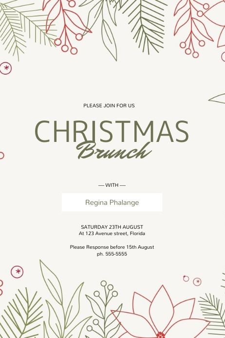 Christmas Brunch Invitations, Christmas Invitations Template Free, Christmas Gathering Invitations, Holiday Brunch Invitations, Brunch Christmas, Lunch Invitation, Christmas Flyer Template, Winter Invitations, Christmas Posters