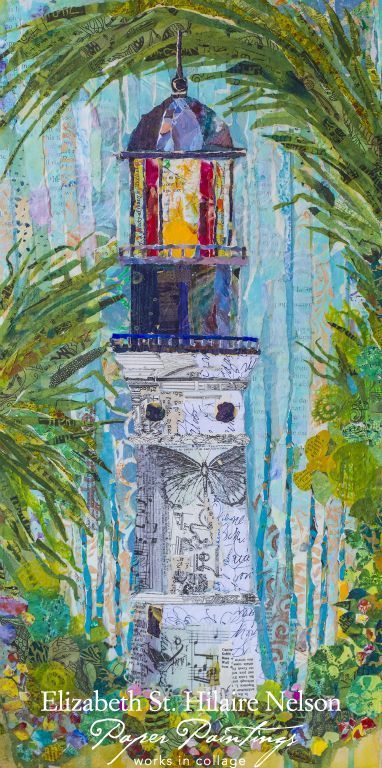 Newspaper Art, Lighthouse Painting, Lighthouse Art, Landscape Quilts, Applique Quilt, Collage Ideas, Travel Journals, Art Light, Painting Collage