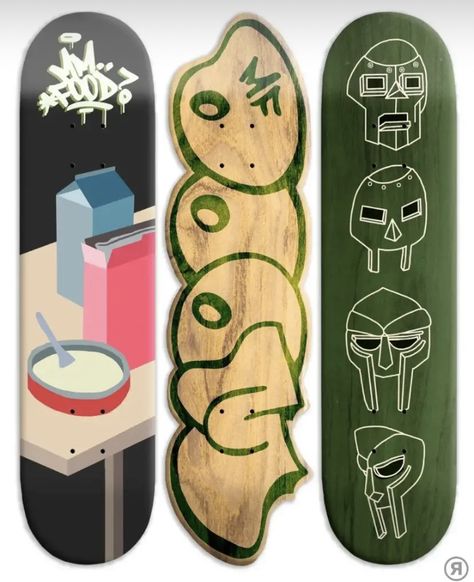 Mf Doom Skateboard, Custom Skateboard Art, Skate Deck Design, Skateboard Graffiti, Custom Skateboard Decks, Skateboard Deck Art, Skateboard Art Design, Graffiti Pictures, Skate And Destroy