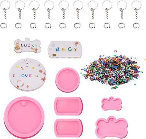 Diy Resin Mold, Silicone Keychain, Silicone Necklace, Keychain Charms, Unique Keychains, Glitter Letters, Pink Themes, Cute Keychain, Pet Necklace