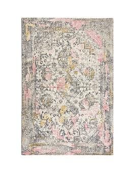 Origins vogue pink / ochre rug 120x170 material content: 100% micro polyester Pink Rug Living Room Inspiration, Ochre Rug, Vogue Pink, Room Visualizer, Uni Room, Bedrooms Ideas, Persian Pattern, Circle Rug, Pink Bedroom