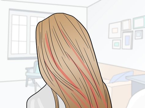 How To Do Streaks In Your Hair, How To Dye Streaks In Your Hair, Peekaboo Hair Color Diy, Diy Highlights Hair At Home Step By Step, How To Do Peekaboo Highlights At Home, Colour Streaks In Hair, Diy Pink Highlights Hair, Diy Peekaboo Highlights At Home Tutorial, Blonde With Red Streaks