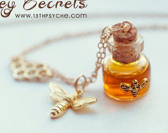 Honey Bottles, Vial Necklace, Tiny Jars, Mini Glass Bottles, Bottle Pendant, Bee Honey, Mini Jars, Miniature Bottles, Bottle Jewelry