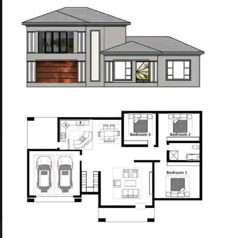 80 M2 House Plan, Corner House Design Exterior, House Plans One Floor, Two Floor House Plans, Bachelor Flat, Bungalow House Floor Plans, Double Storey House Plans, Single Storey House Plans, Modern Contemporary House Plans