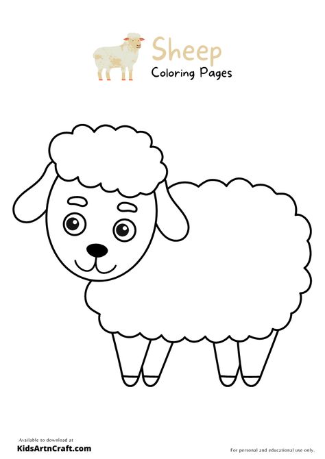 Sheep Coloring Pages For Kids – Free Printables Check more at https://www.kidsartncraft.com/sheep-coloring-pages/ Sheep Printable, Printables Free Kids, Animal Quilts, Cute Sheep, Relaxing Activities, Color Magic, Coloring Pages Printable, Page Ideas, Calming Colors