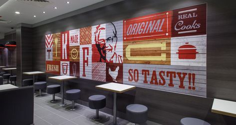 KFC GRID MURAL on Behance Resturant Interior, Kfc Restaurant, Shimane, Fast Food Restaurants, Chicken House, Shiga, Japanese Interior, Fast Food Restaurant, Restaurant Interior Design