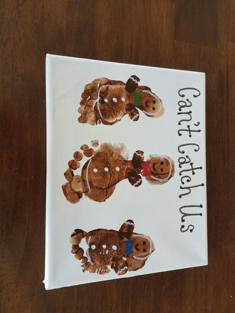 Gingerbread Footprint Craft, Kids Christmas Hand And Footprint Crafts, Gingerbread Man Footprint Art, Foot And Hand Print Crafts Christmas, Nutcracker Footprint Art, Christmas Baby Footprint Art, Gingerbread Handprint Art, Christmas Crafts For Toddlers Handprints, Hand And Footprint Christmas Art