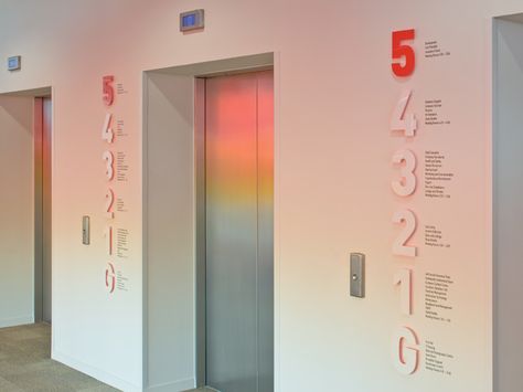 #environmental #graphics and #wayfinding #32decemberdesign #experiential #designcompany Directory Signage, Hospital Signage, Environmental Graphics Signage, Experiential Graphic Design, Lobby Ideas, Wayfinding Signage Design, Umberto Eco, Office Signage, Elevator Design