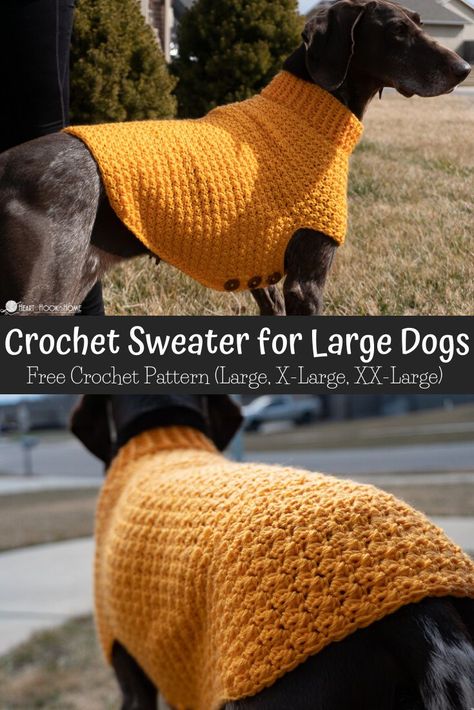 Crochet Dog Sweater Free Pattern Xlarge, Crochet Dog Sweater For Large Dogs, Dog Sweater Crochet Pattern Large, Crochet Dog Sweater Big, Quick Crochet Dog Sweater, Free Crochet Dog Coat Pattern, Dog Sweaters Crochet Free Coat Patterns, Large Dog Crochet Sweater Pattern, Crochet Large Dog Clothes Free Pattern