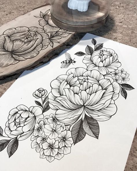 Hydrangea Tattoo, Peony Flower Tattoos, Small Tattoos With Meaning, Marvel Tattoos, Small Flower Tattoos, Peonies And Hydrangeas, Flower Tattoo Arm, Small Tattoos Simple, Flower Tattoo Sleeve