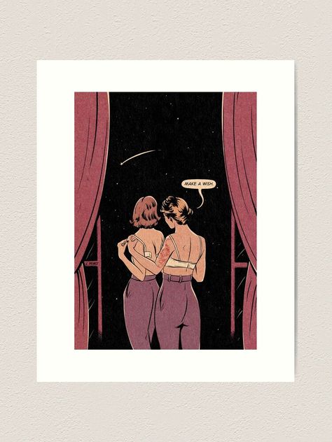 "make a wish" Art Print by jeniferprince | Redbubble Jenifer Prince, Sapphic Art, Vintage Lesbian, Heart Canvas, Lesbian Art, Lgbt Art, Queer Art, Oui Oui, Gay Art