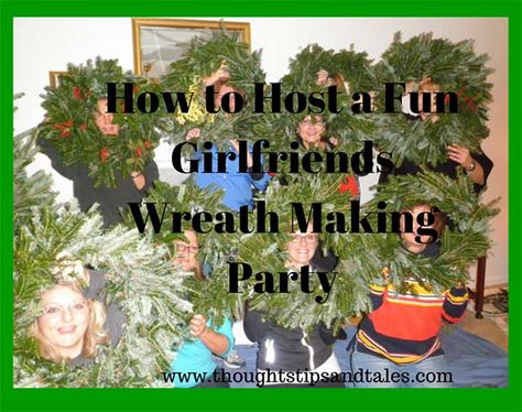 Hosting a girlfriends Christmas wreath making party is rewarding. Happy guests learn a new craft and go home with fragrant wreaths. It's great fun! Christmas Wreath Party Ideas, Wreath Decorating Party, Christmas Wreath Decorating Party, Wreath Party Ideas, Christmas Wreath Making Party, Wreath Making Party Ideas, Diy Wreath Making Party, Hosting A Wreath Making Party, Christmas Wreath Party