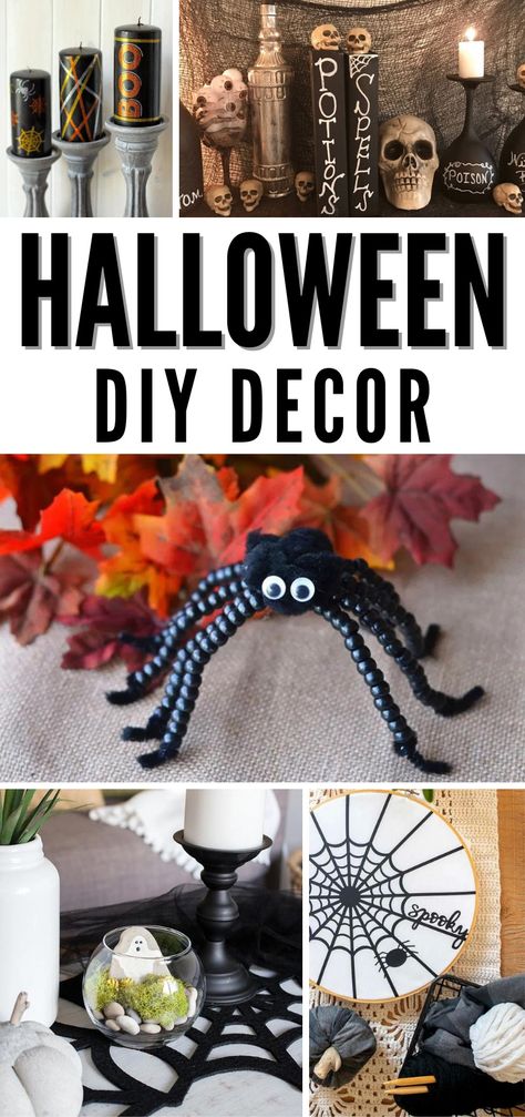 20 Halloween DIY Decor Ideas for Inside and Out! Diy Indoor Halloween Decorations, Halloween Decor Ideas Diy, Diy Halloween Decorations For Inside, Indoor Halloween Decor Ideas, Halloween Ornament Wreath, Indoor Halloween Decor, Indoor Halloween Decorations, Cool Projects, Scary Kids